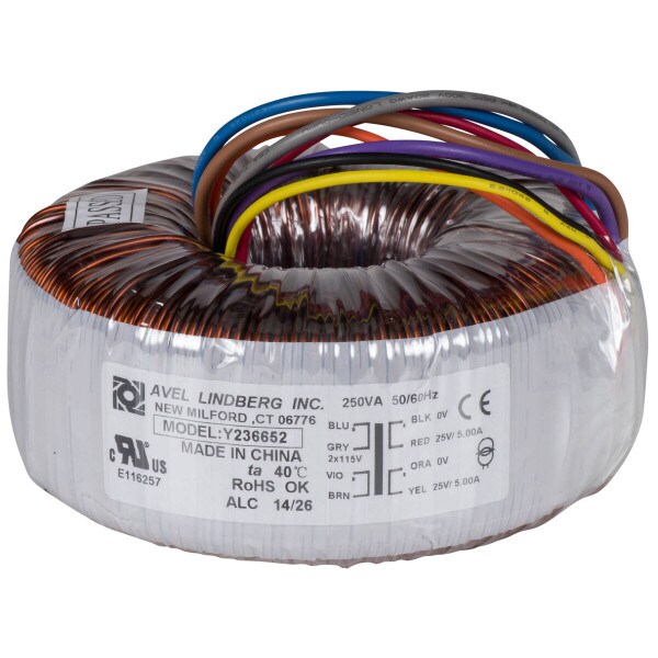 Main product image for Avel Y236652 250VA 25V+25V Toroidal Transformer 122-625